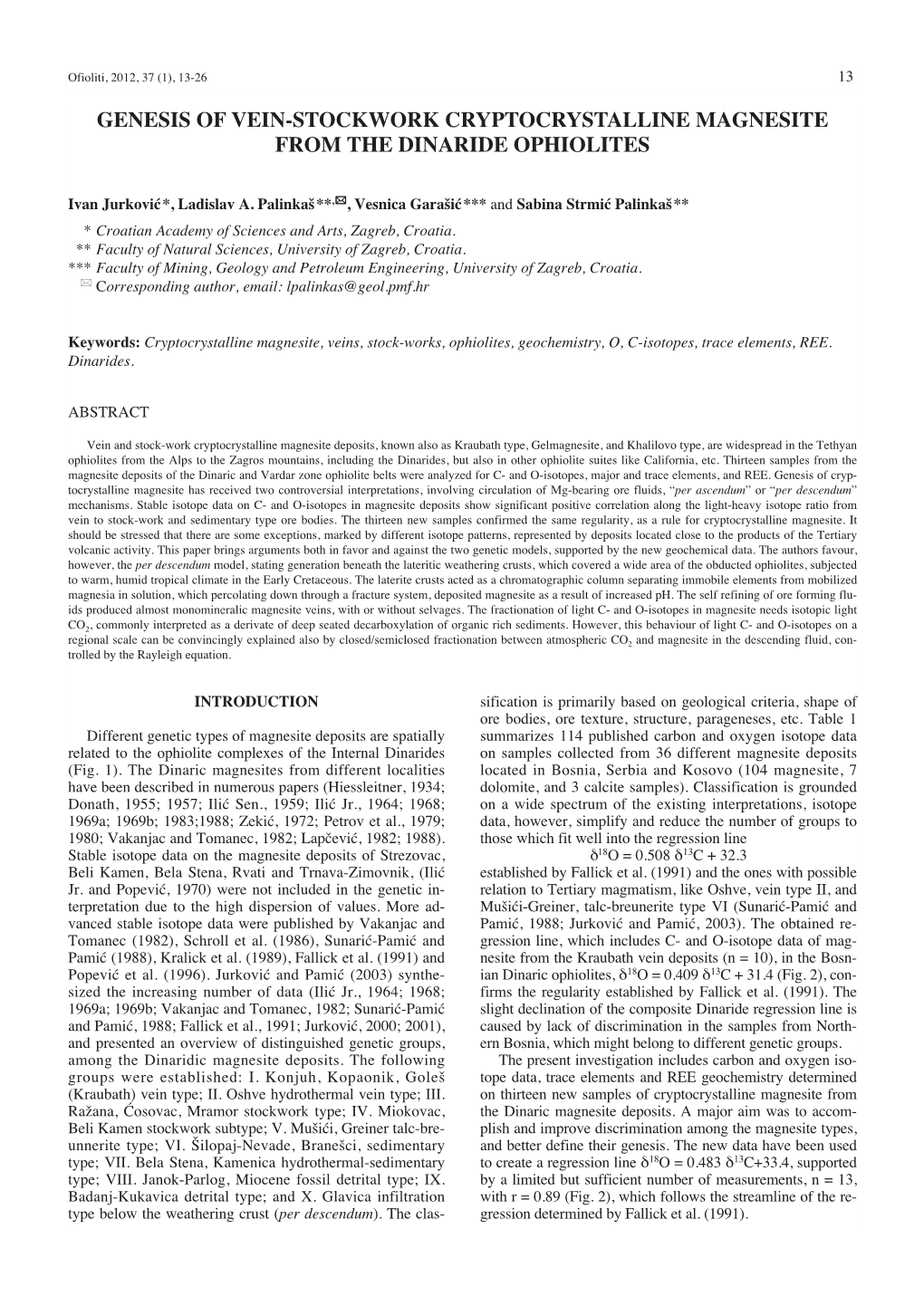 Genesis of Vein-Stockwork Cryptocrystalline Magnesite from the Dinaride Ophiolites