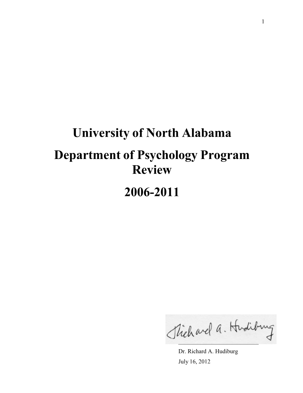 University of North Alabama Department of Psychology Program