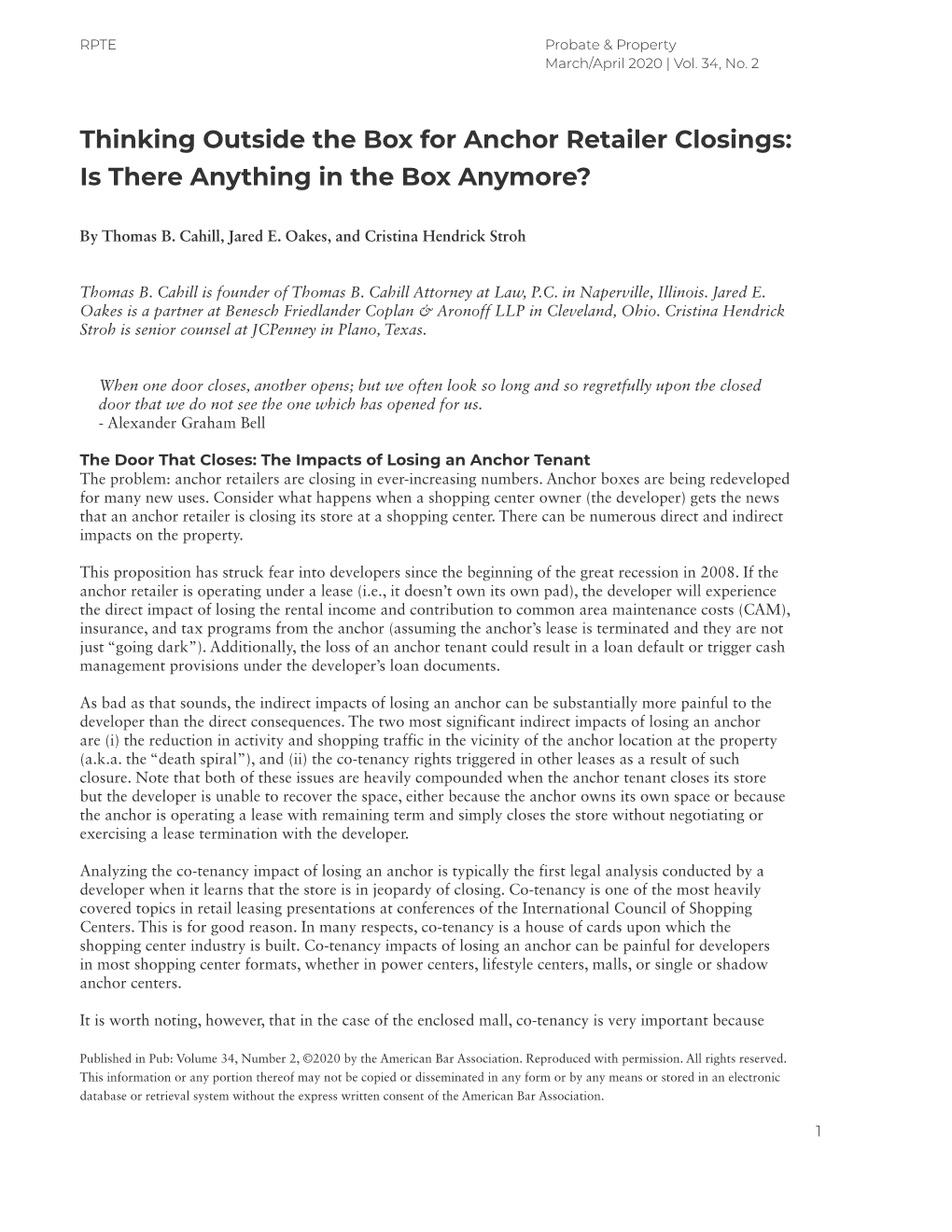 Thinking Outside the Box for Anchor Retailer Closings: Is There Anything in the Box Anymore?