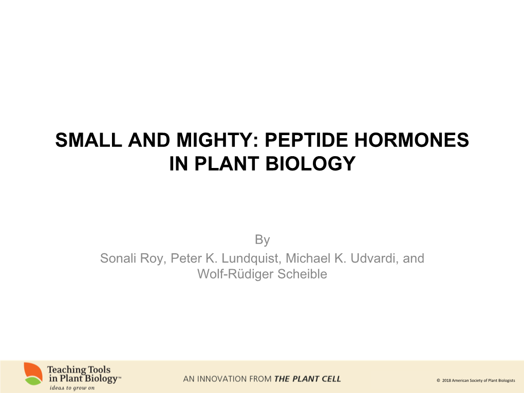 Small and Mighty: Peptide Hormones in Plant Biology