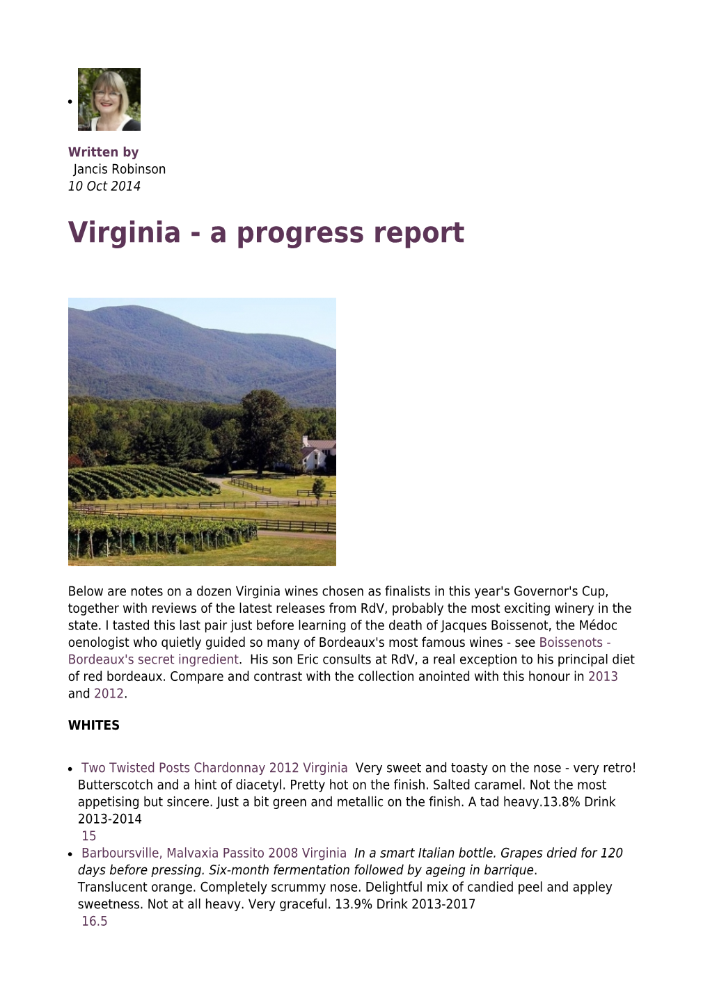 A Progress Report Jancis Robinson