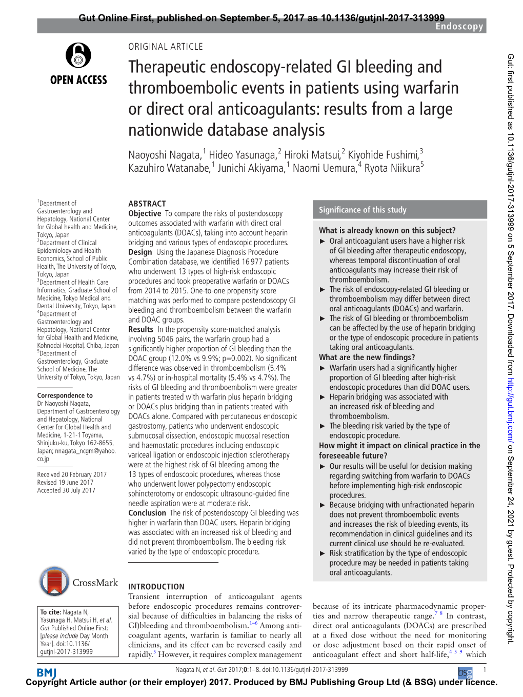 Therapeutic Endoscopy-Related GI Bleeding and Thromboembolic