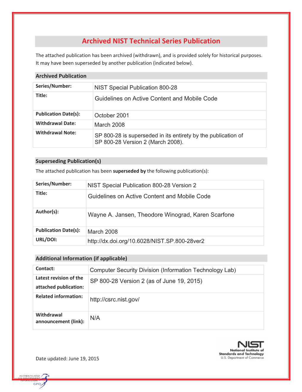 Guidelines on Active Content and Mobile Code