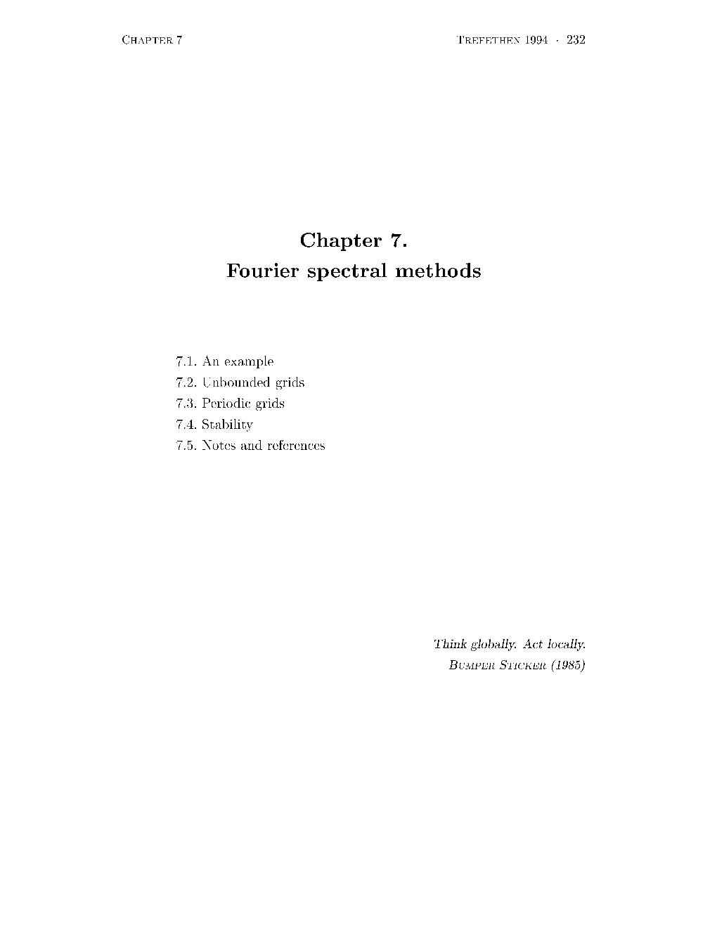 Chapter 7. Fourier Spectral Methods