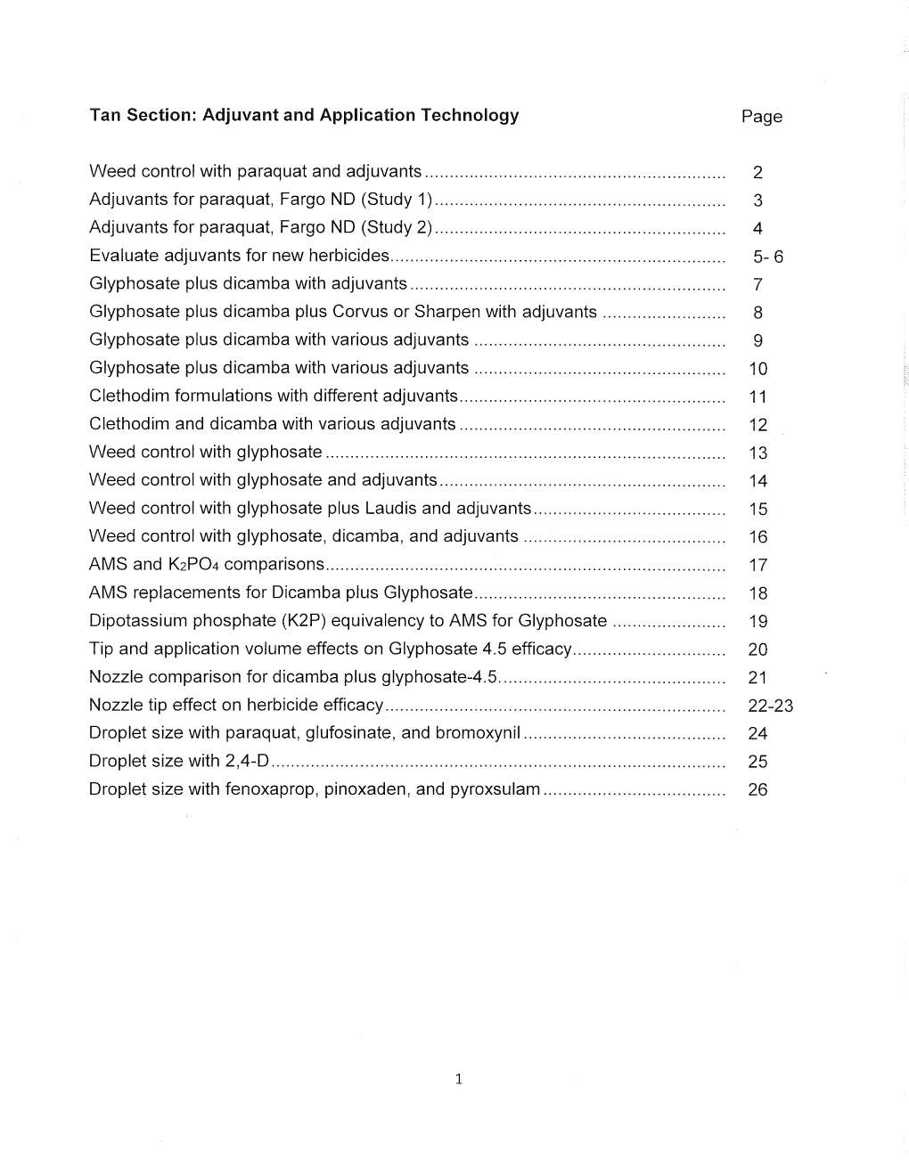 Tan Section: Adjuvant and Application Technology Page Weed Control with Paraquat and Adjuvants