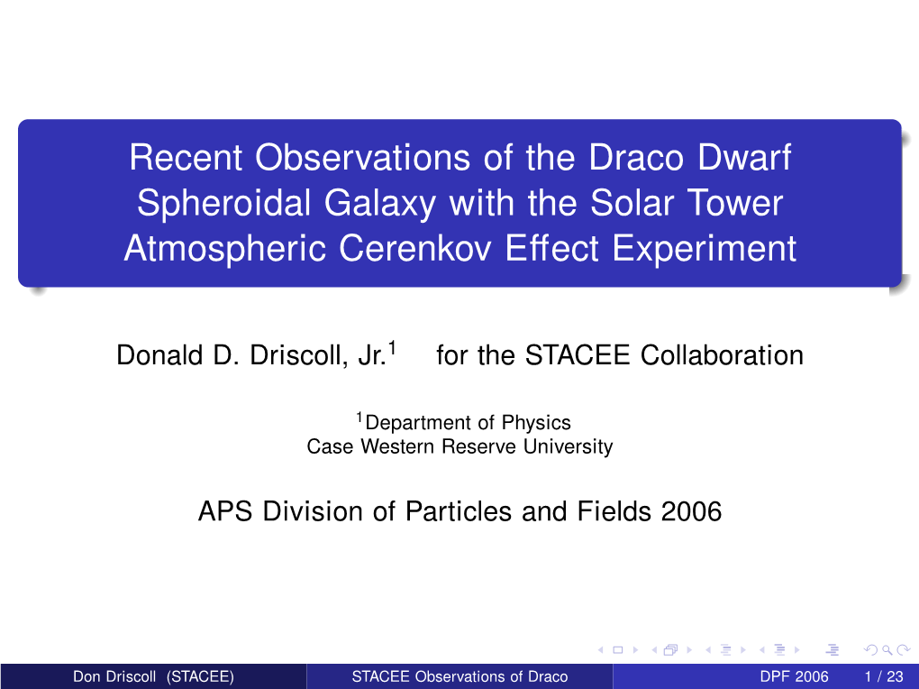 Recent Observations of the Draco Dwarf Spheroidal Galaxy with the Solar Tower Atmospheric Cerenkov Eﬀect Experiment