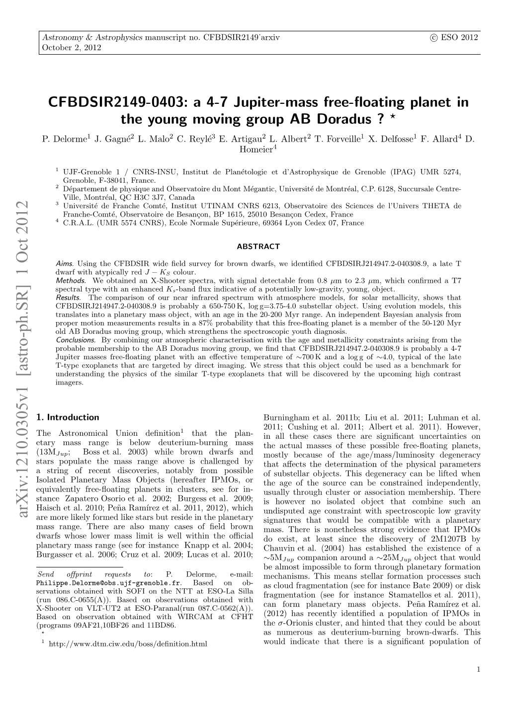 CFBDSIR2149-0403: a 4-7 Jupiter-Mass Free-Floating Planet in the Young Moving Group AB Doradus