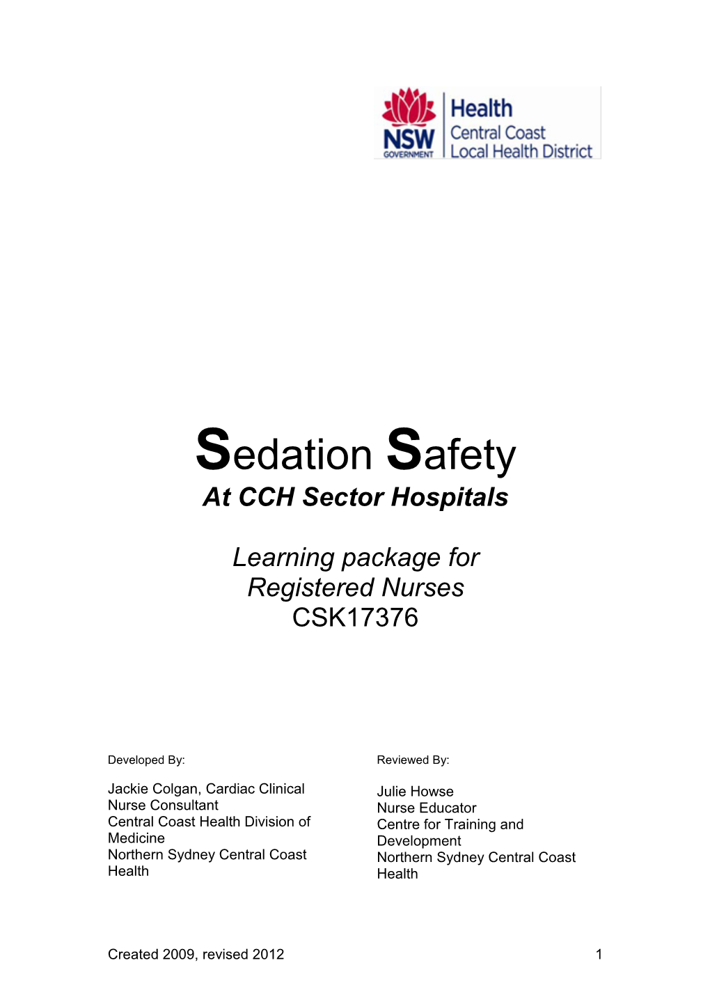 Sedation Safety at CCH Sector Hospitals