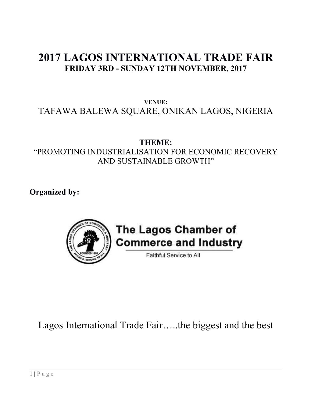 2017 Lagos International Trade Fair