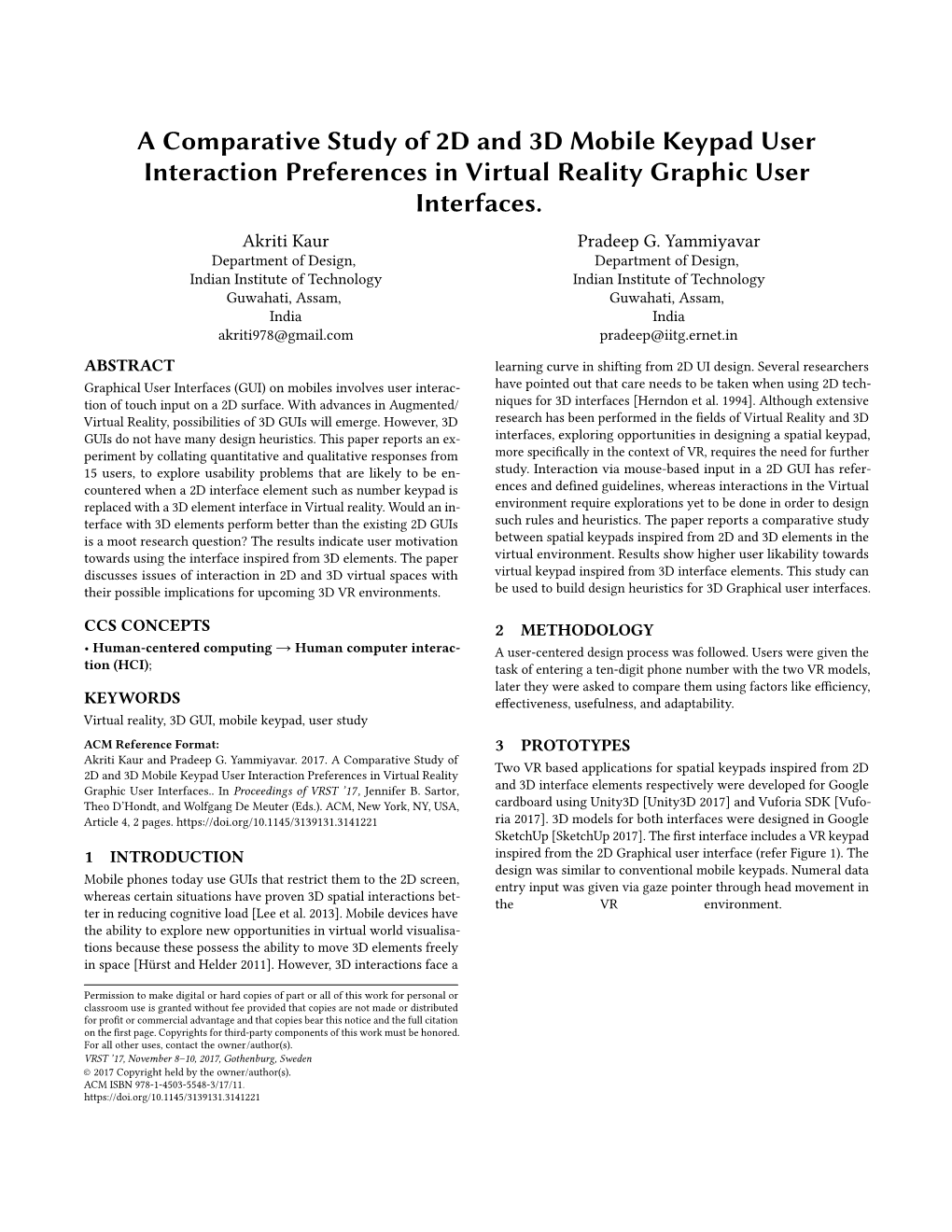 A Comparative Study of 2D and 3D Mobile Keypad User Interaction Preferences in Virtual Reality Graphic User Interfaces