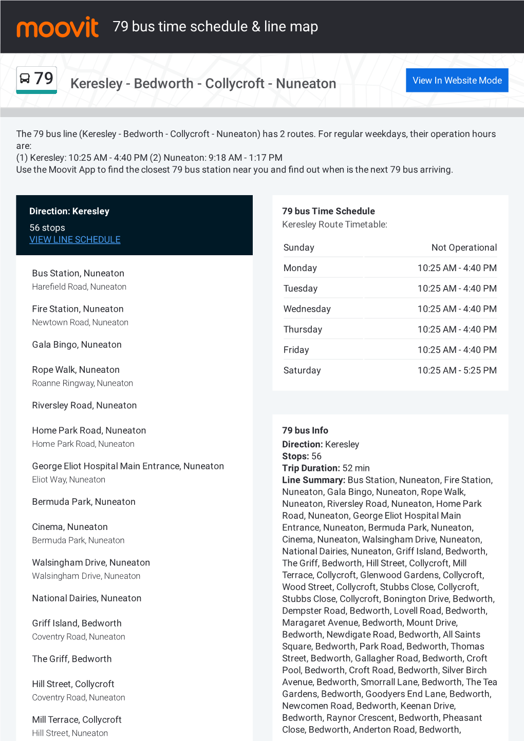 79 Bus Time Schedule & Line Route