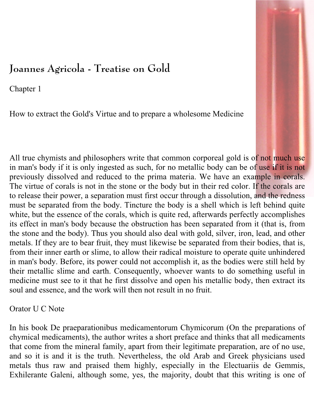 Joannes Agricola - Treatise on Gold