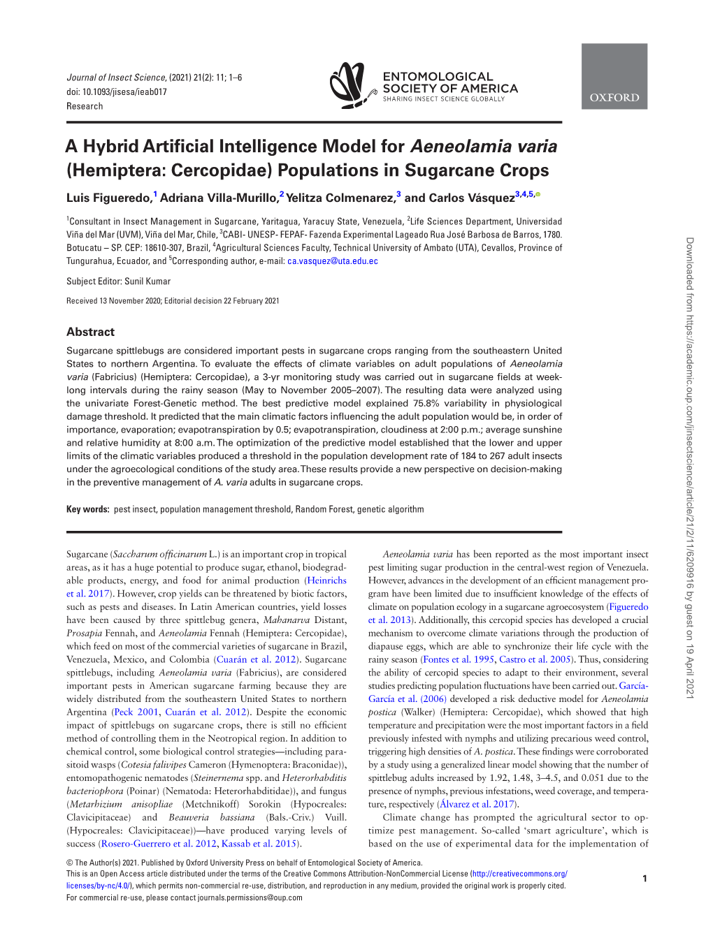 A Hybrid Artificial Intelligence Model for Aeneolamia