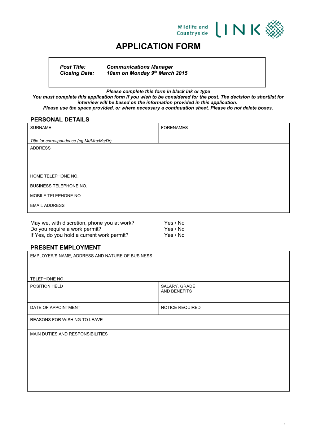 OIC Application Form