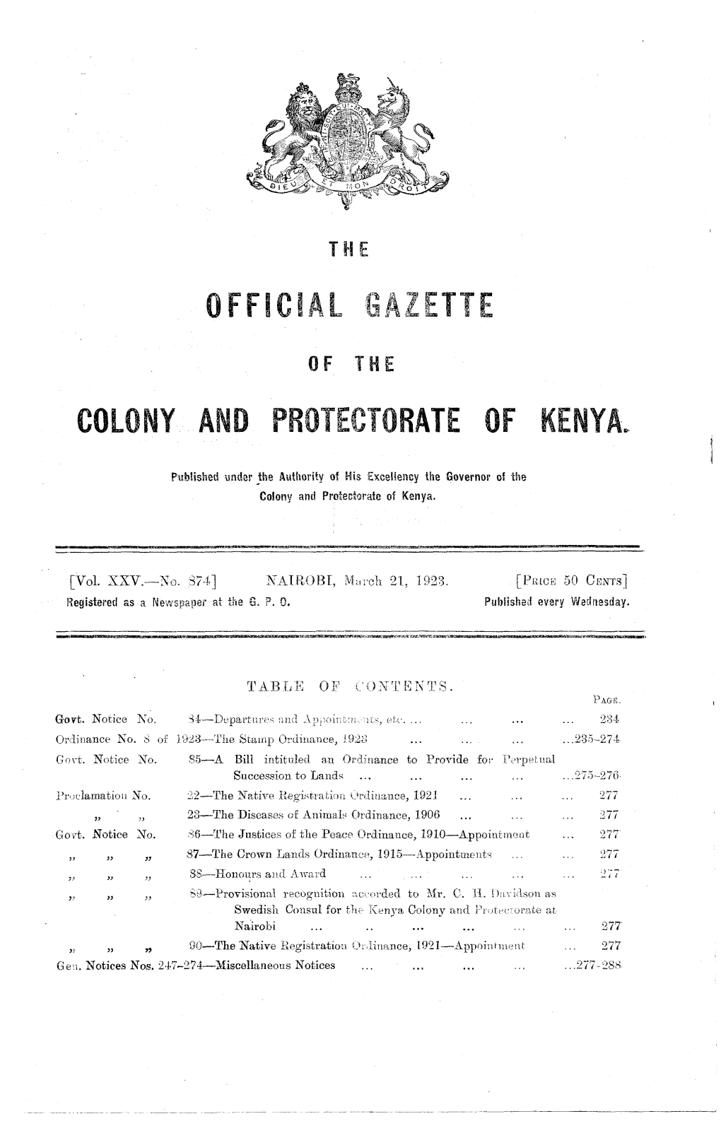 A 4 , . Wj Ryy G. .R .1 L ..= COLONY and PROTECTORATE of KENYA