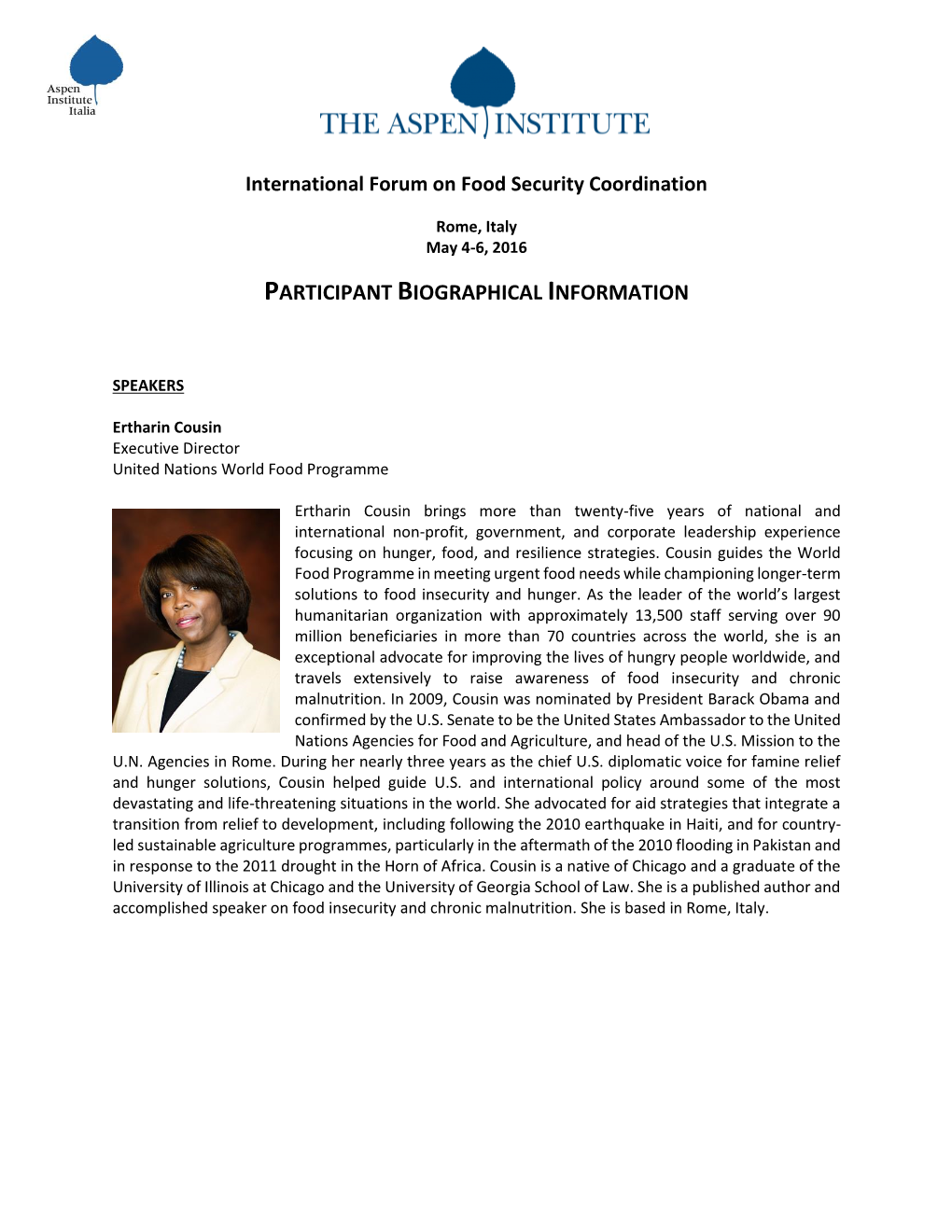 International Forum on Food Security Coordination