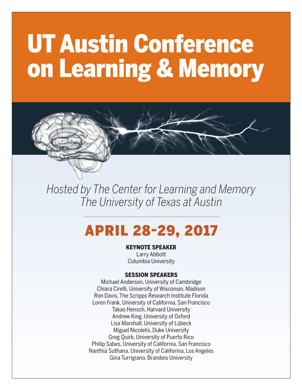 April 28-29, 2017 KEYNOTE SPEAKER Larry Abbott Columbia University