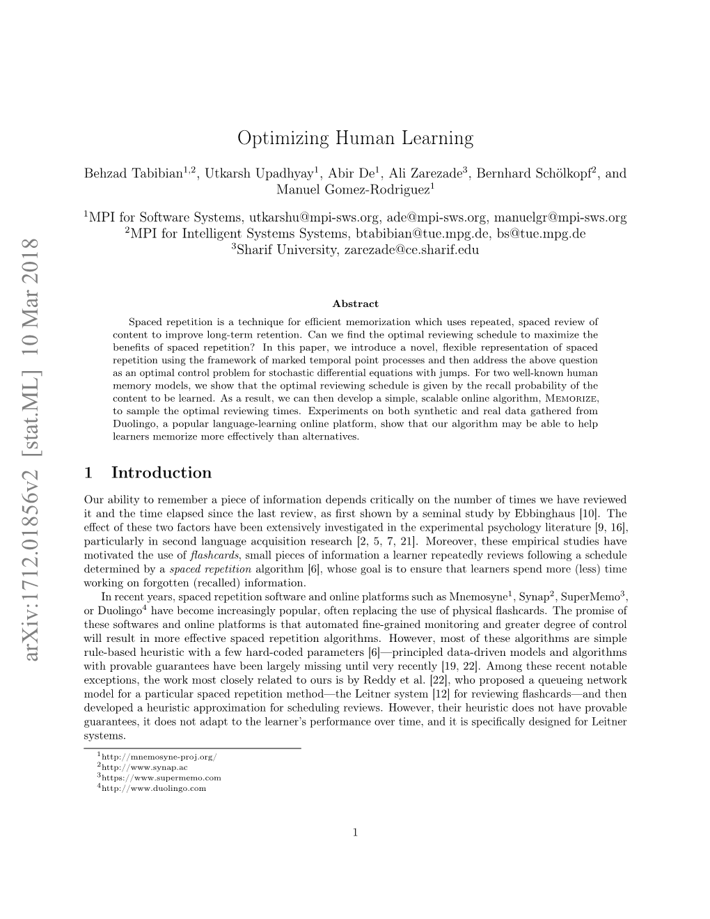 Arxiv:1712.01856V2 [Stat.ML] 10 Mar 2018 with Provable Guarantees Have Been Largely Missing Until Very Recently [19, 22]