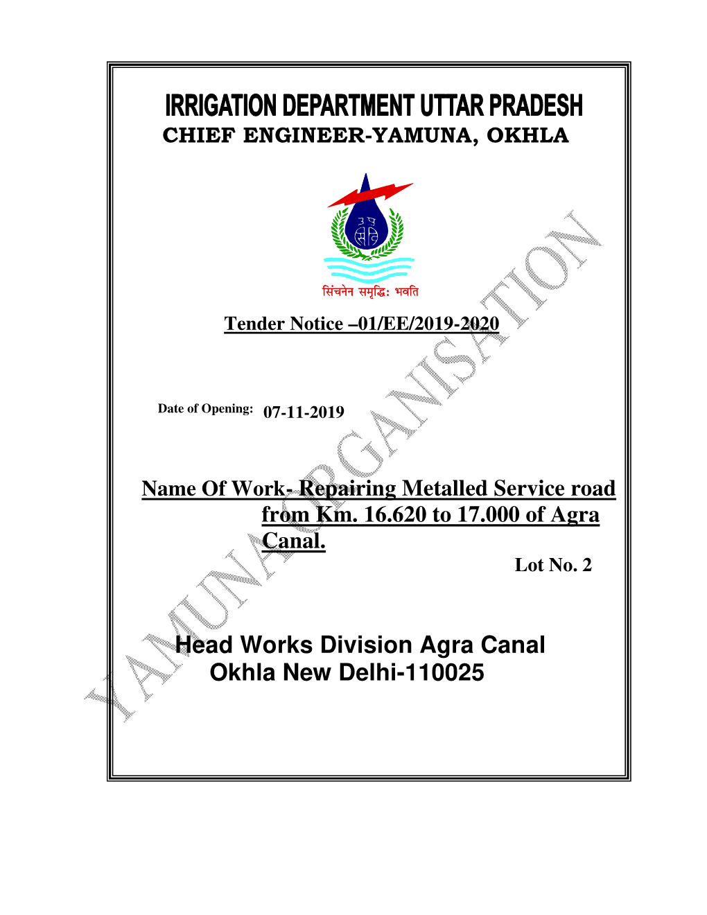 Head Works Division Agra Canal Okhla New Delhi-110025