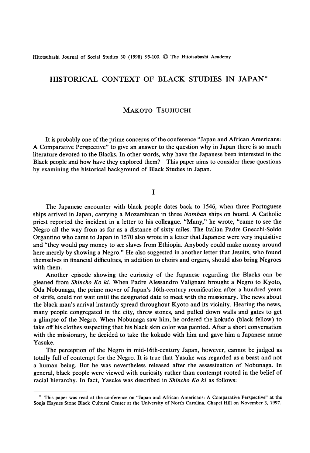 Historical Context of Black Studies in Japan*