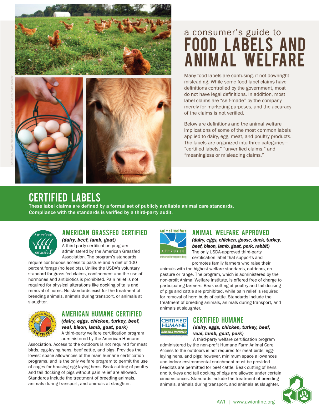 Food Labels and Animal Welfare Many Food Labels Are Confusing, If Not Downright Misleading