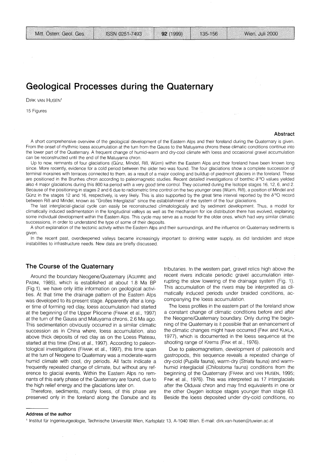 Geological Processes During the Quaternary