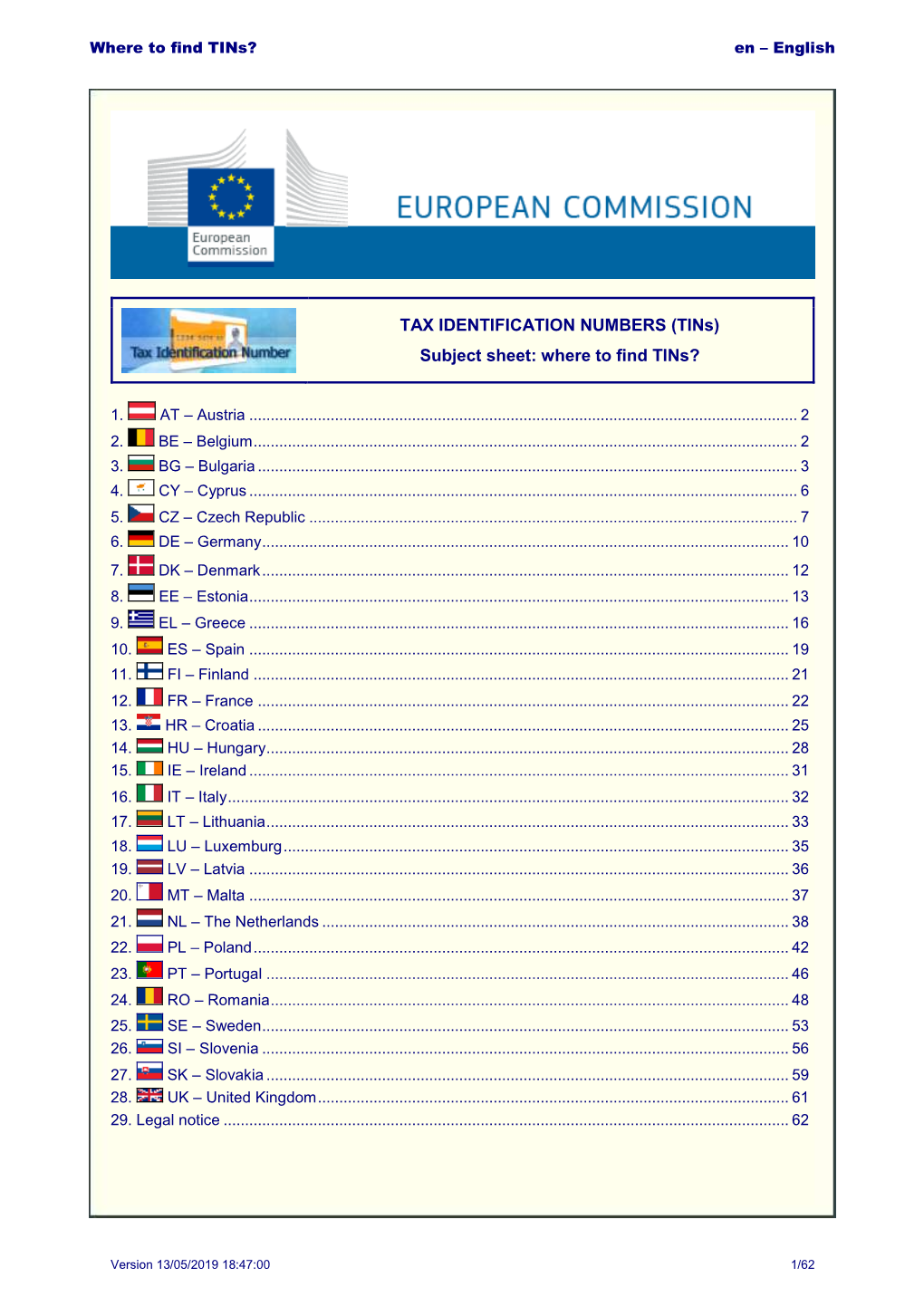 TAX IDENTIFICATION NUMBERS (Tins)