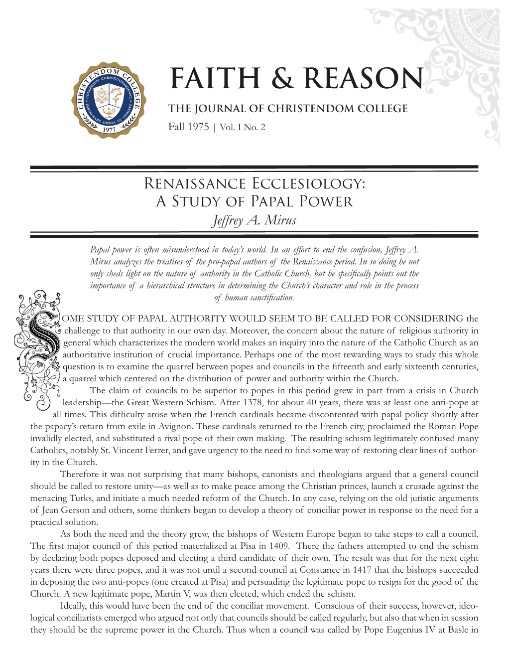 Faith & Reason