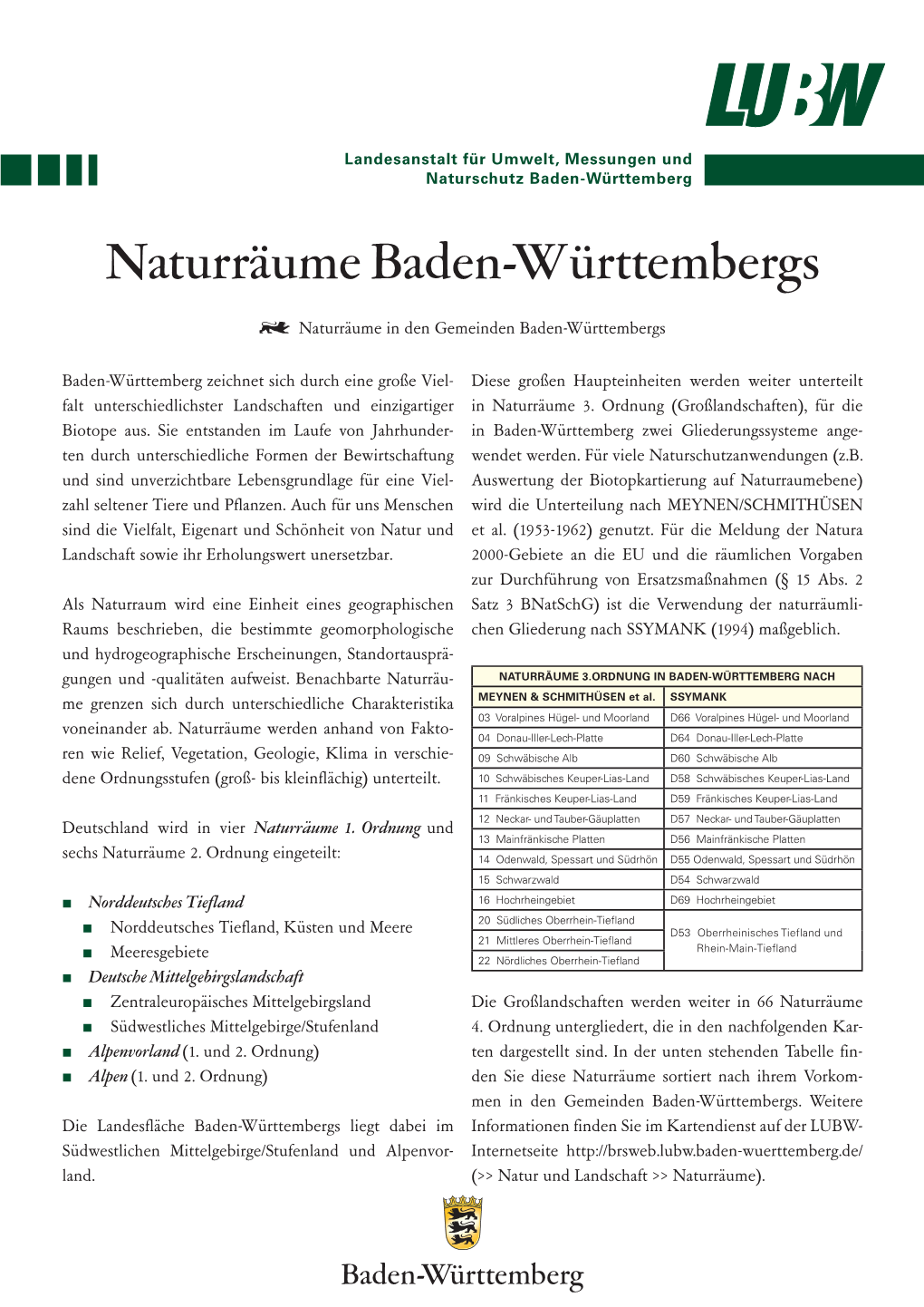 Naturräume Baden-Württembergs