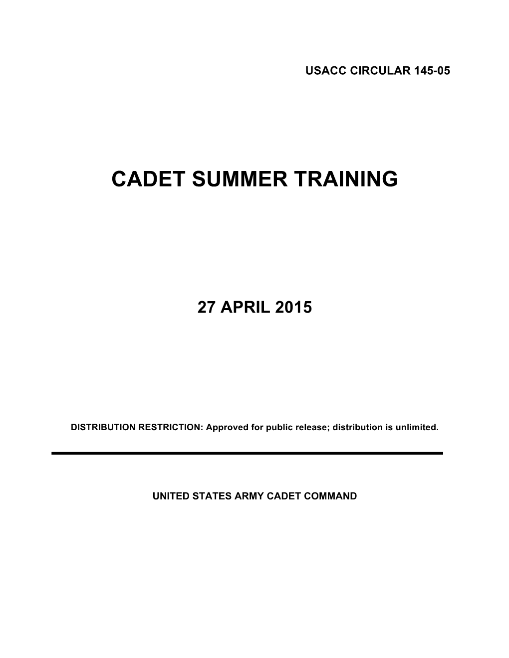 Cadet Summer Training