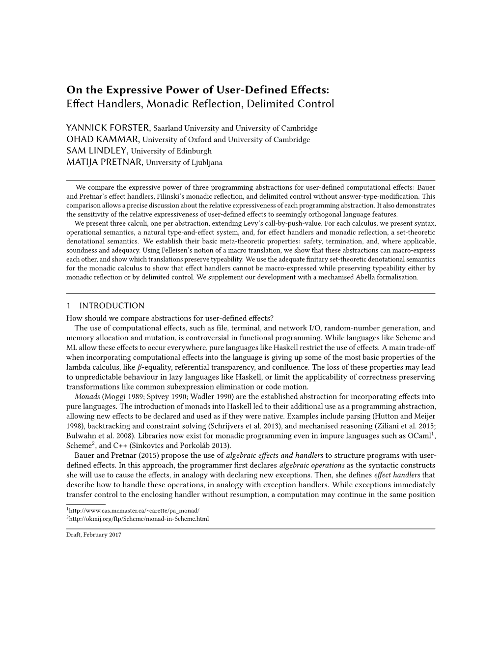 On the Expressive Power of User-Defined Effects