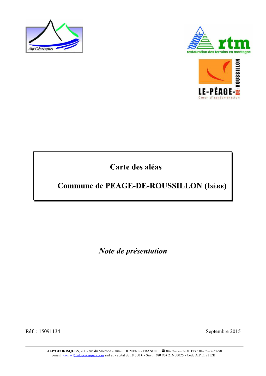 Note De Présentation Carte Des Aléas Commune