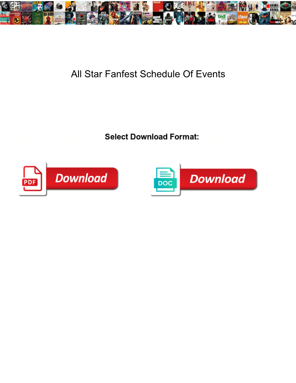 Star Fanfest Schedule of Events