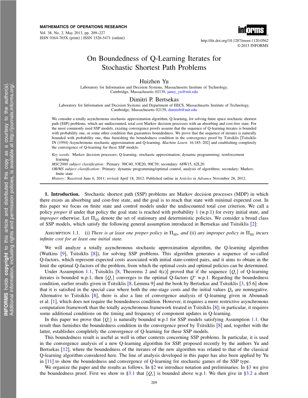 On Boundedness of Q-Learning Iterates for Stochastic Shortest Path Problems