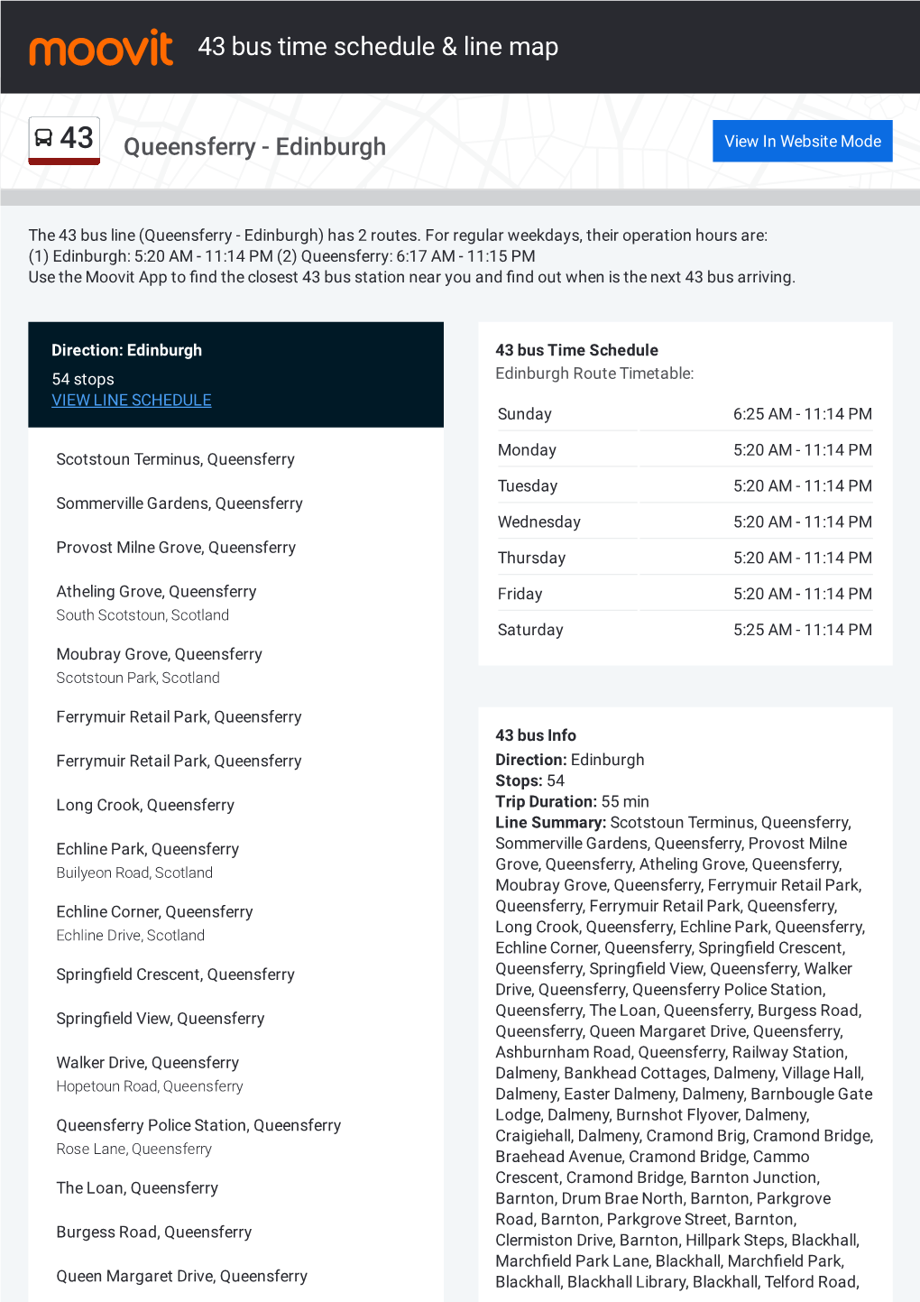 43 Bus Time Schedule & Line Route