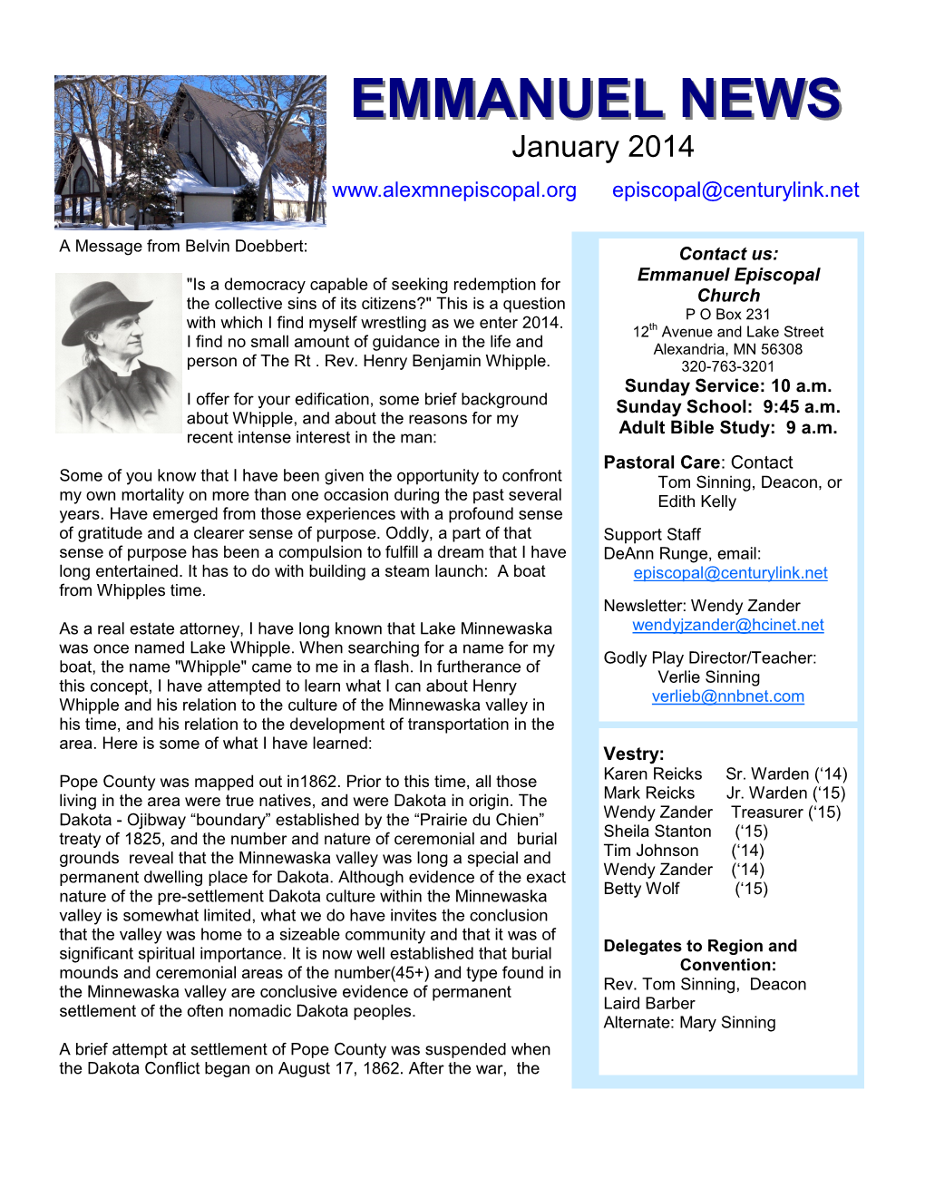 January 2014 Newsletter
