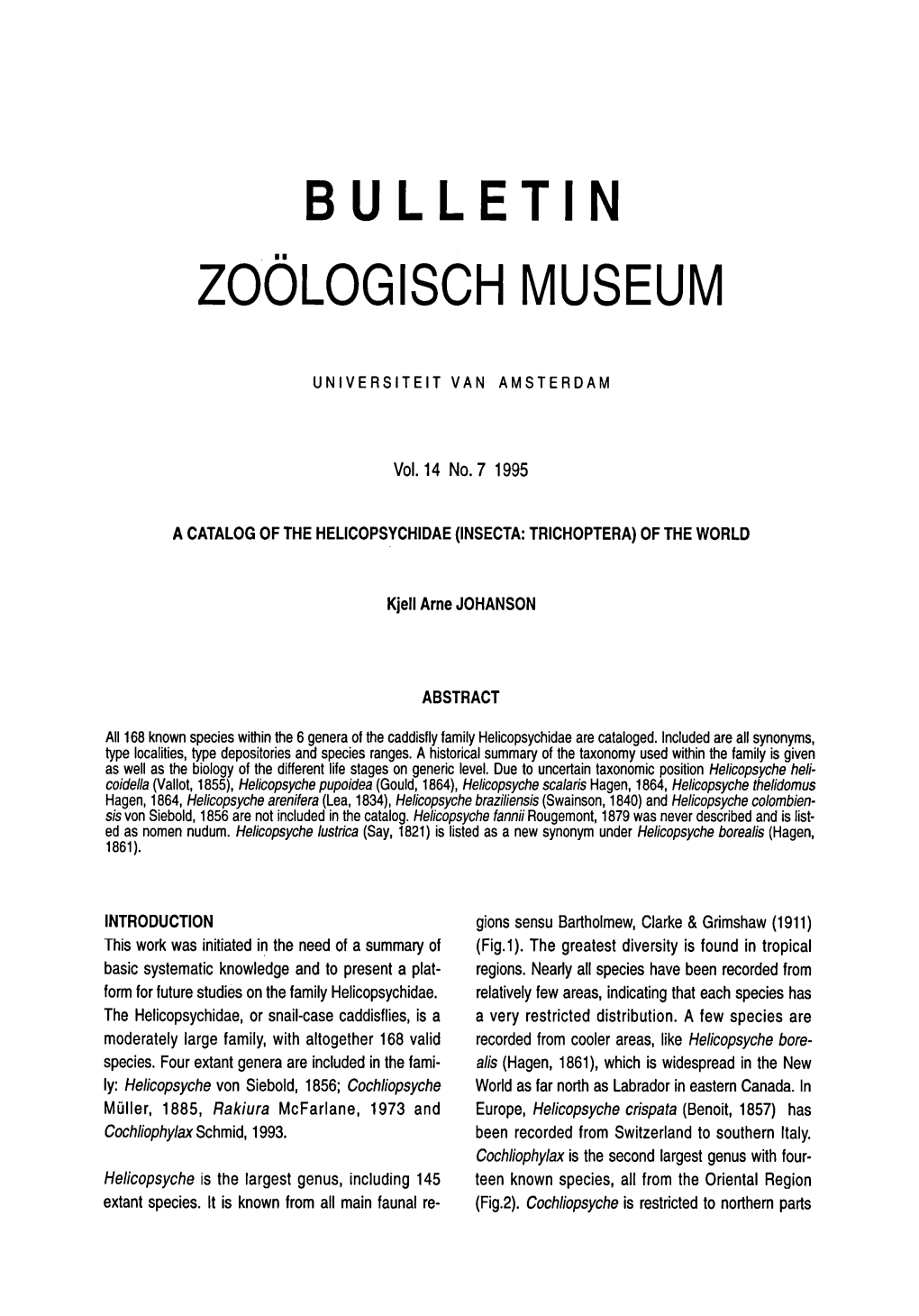 Bulletin Zoölogisch Museum