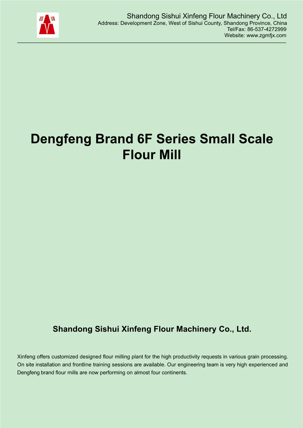 Dengfeng Brand Model 6FTDP-50 Complete Set Flour Mill