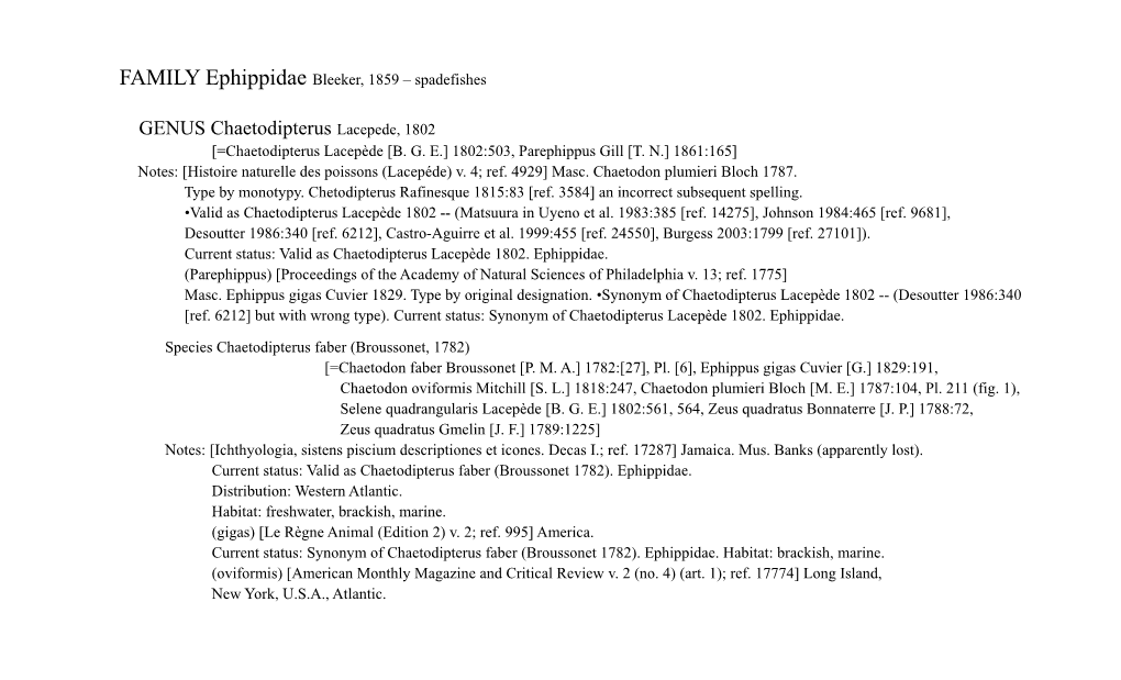 GENUS Chaetodipterus Lacepede, 1802 [=Chaetodipterus Lacepède [B