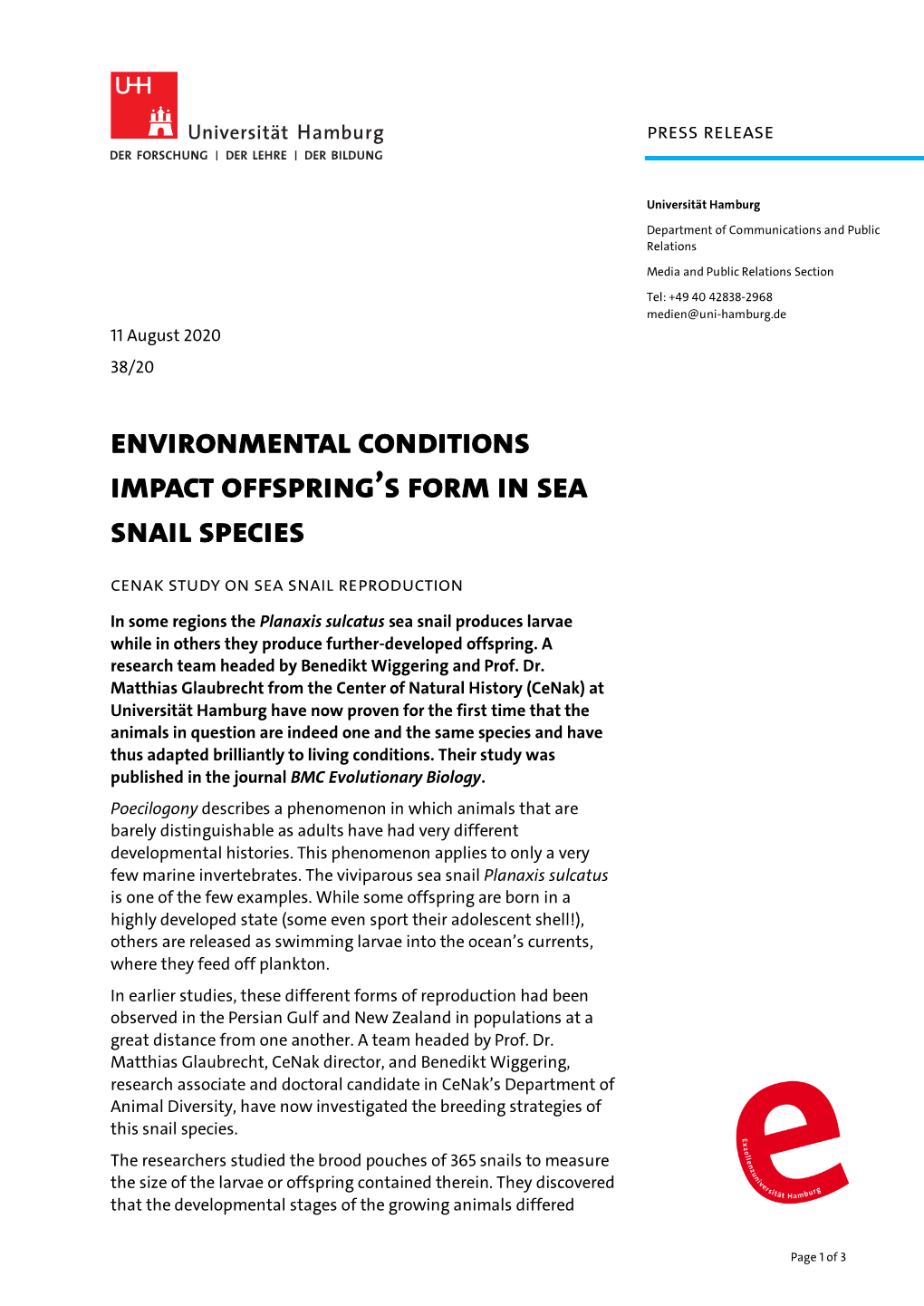 Environmental Conditions Impact Offspring's Form in Sea Snail Species