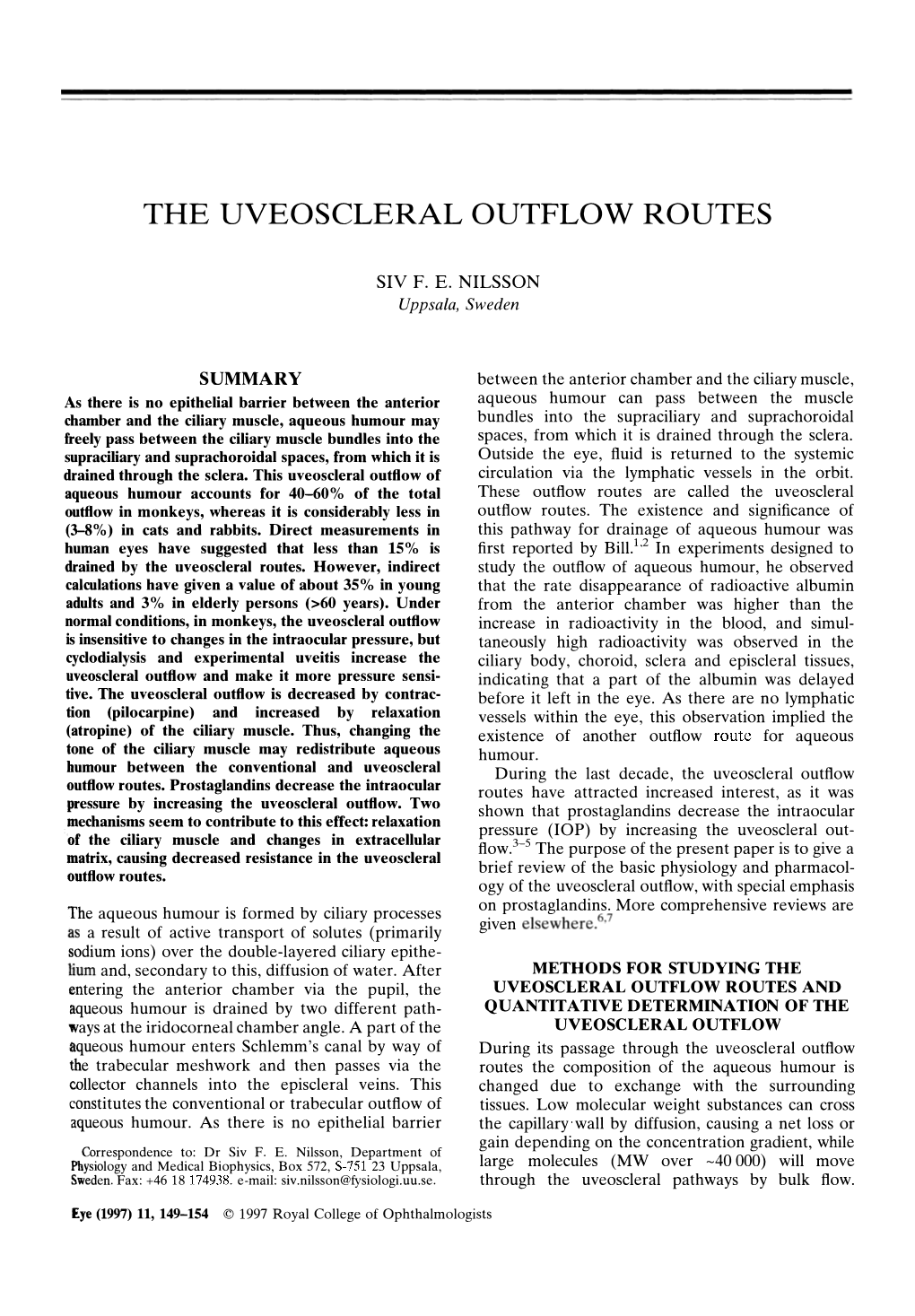 The Uveoscleral Outflow Routes