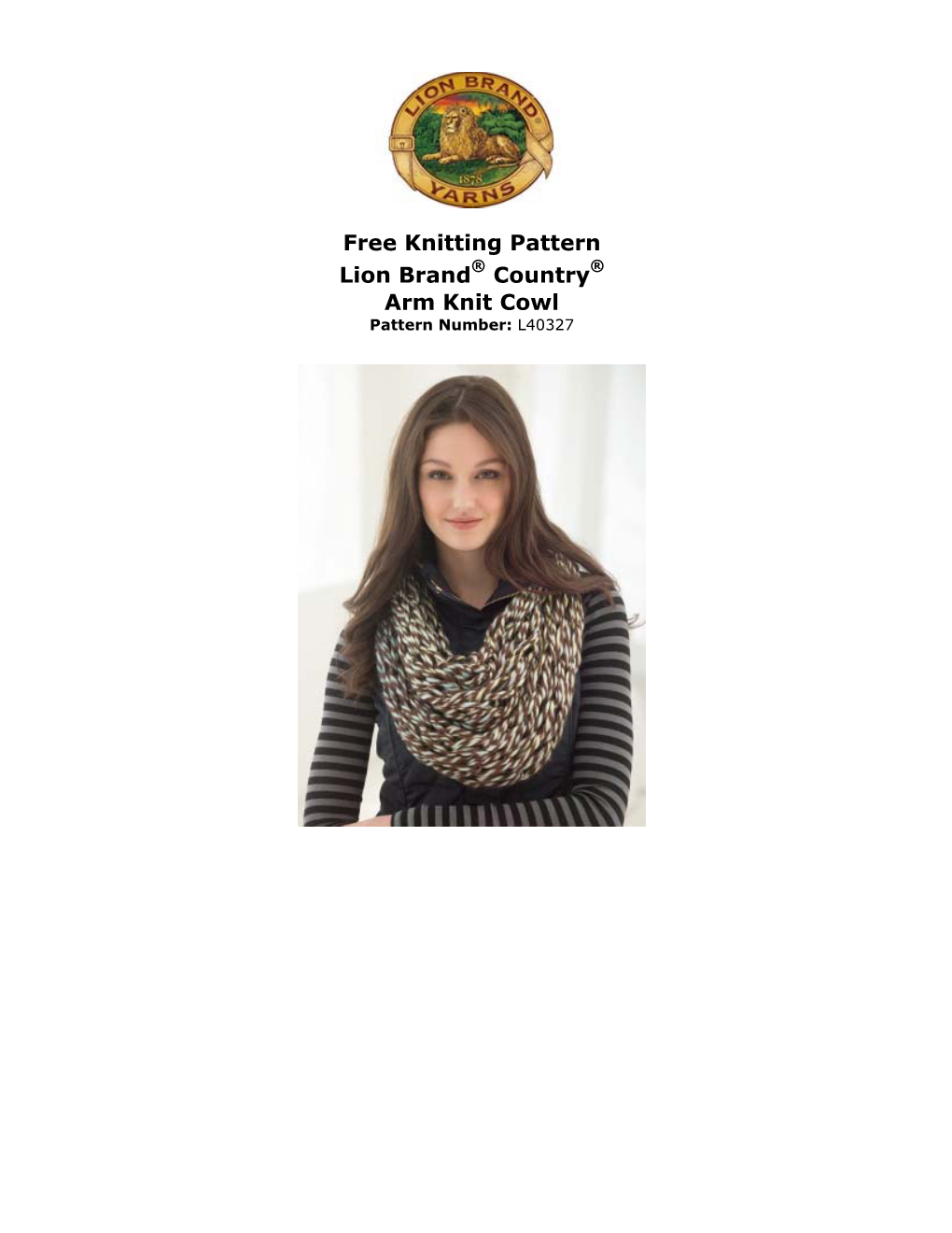 Free Knitting Pattern: Country® Arm Knit Cowl