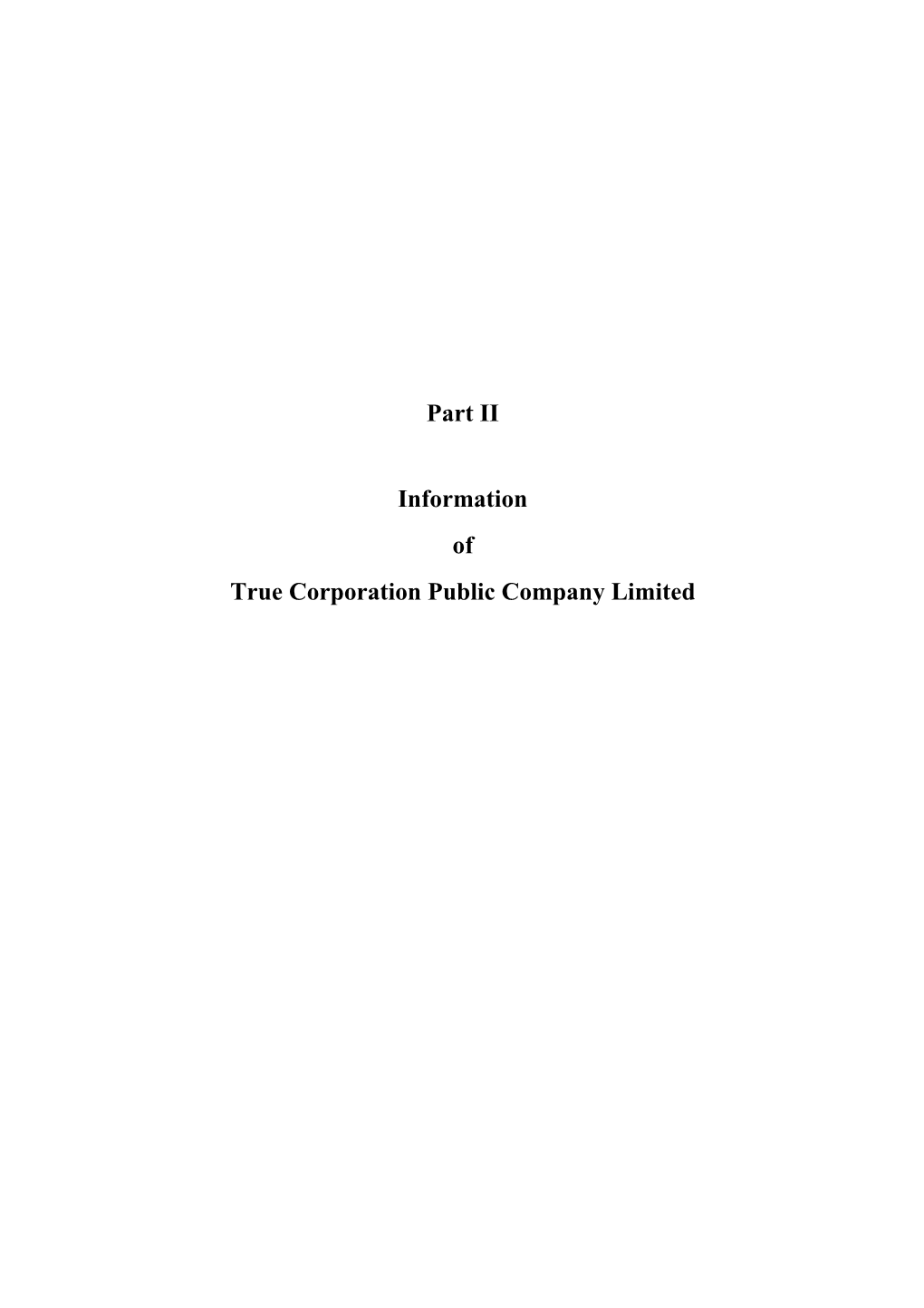 Part II Information of True Corporation Public Company Limited