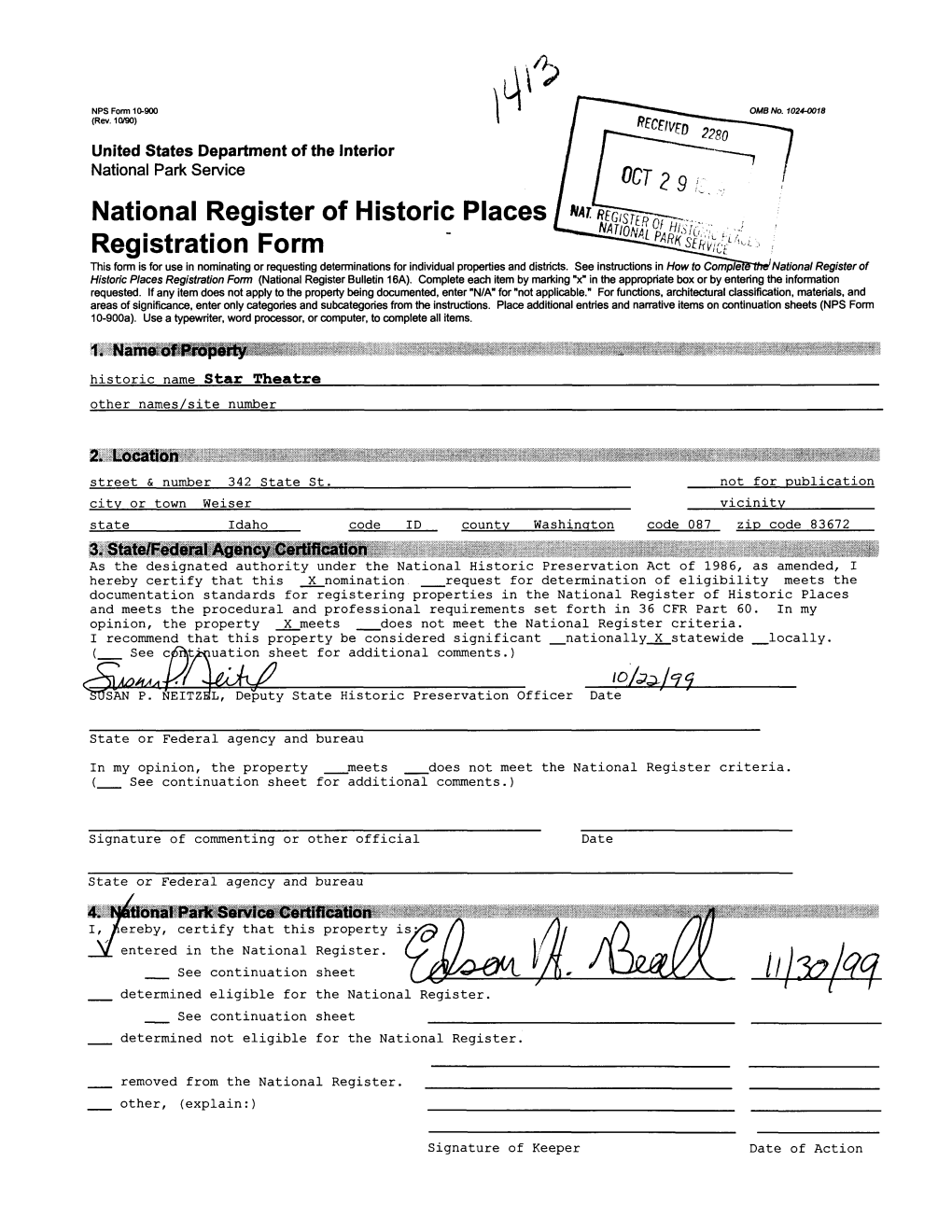 National Register of Historic Places Registration Form This Form Is for Use in Nominating Or Requesting Determinations for Individual Properties and Districts