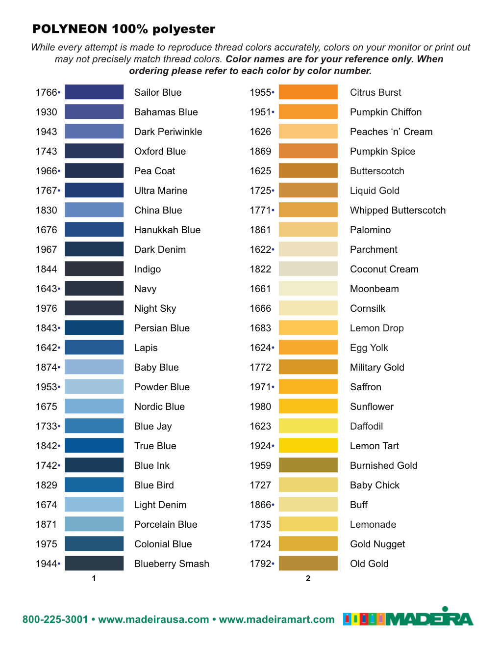 Thread Color Chart