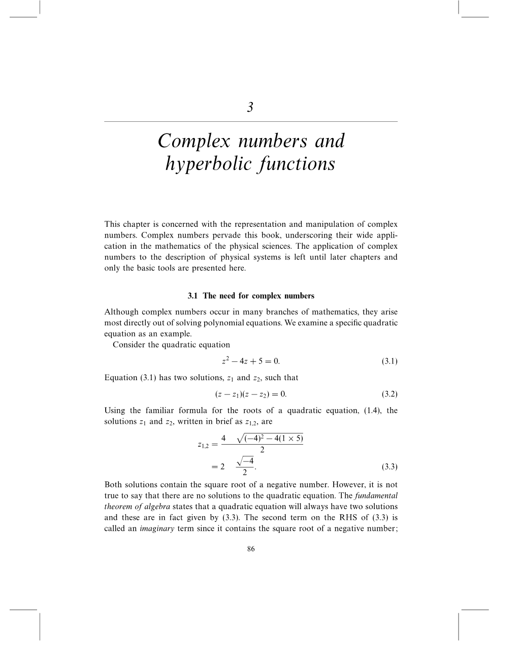 Complex Numbers and Hyperbolic Functions