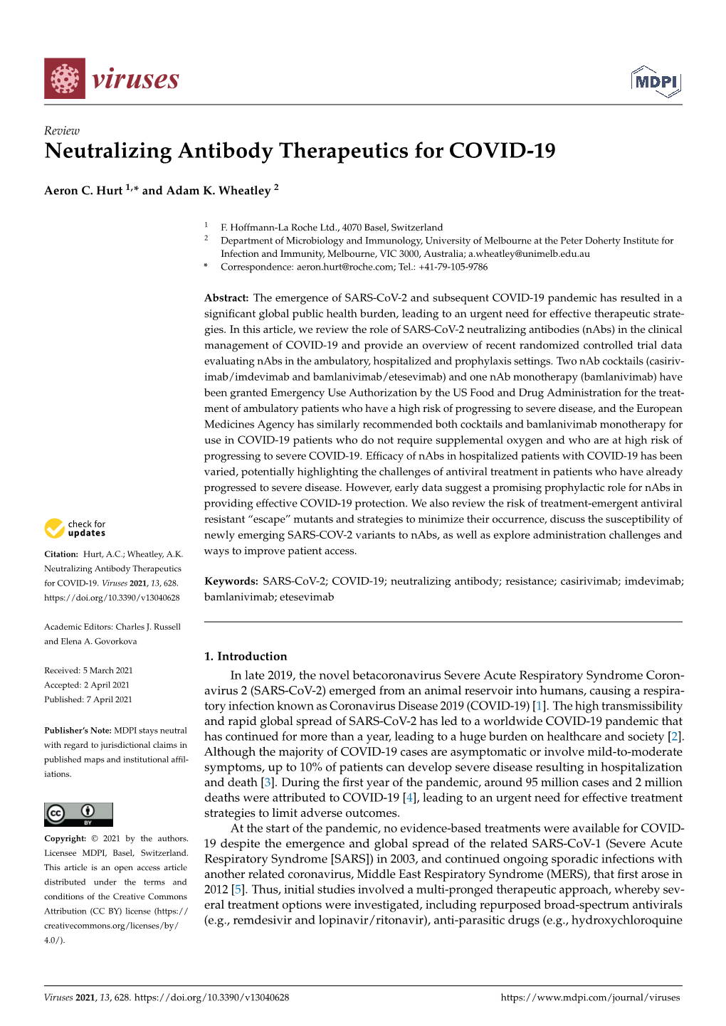 Neutralizing Antibody Therapeutics for COVID-19