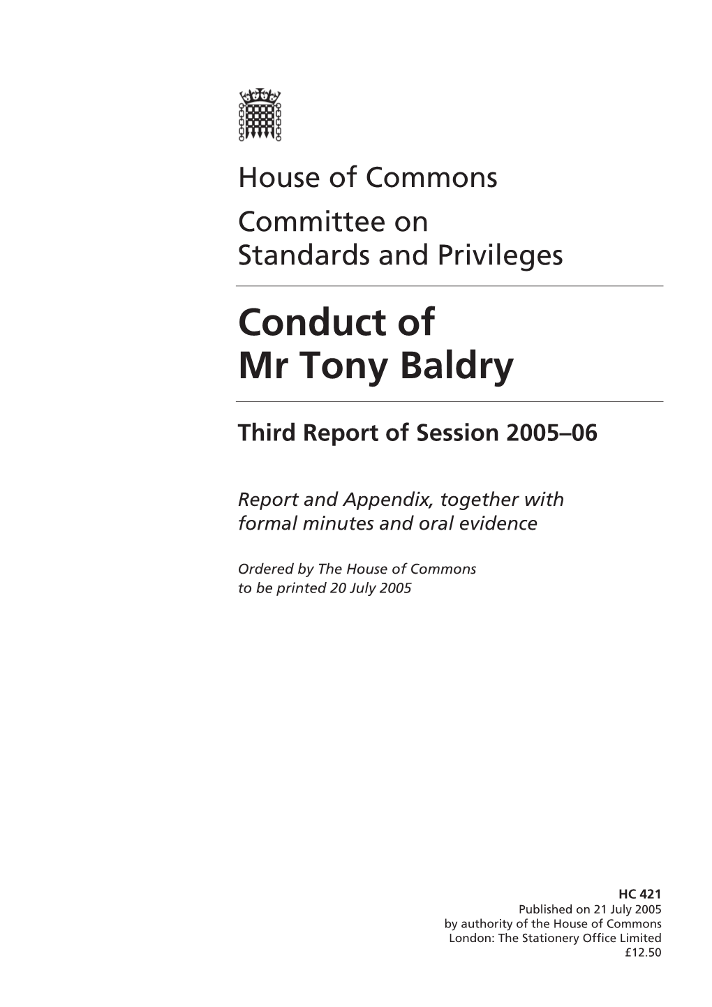 Conduct of Mr Tony Baldry