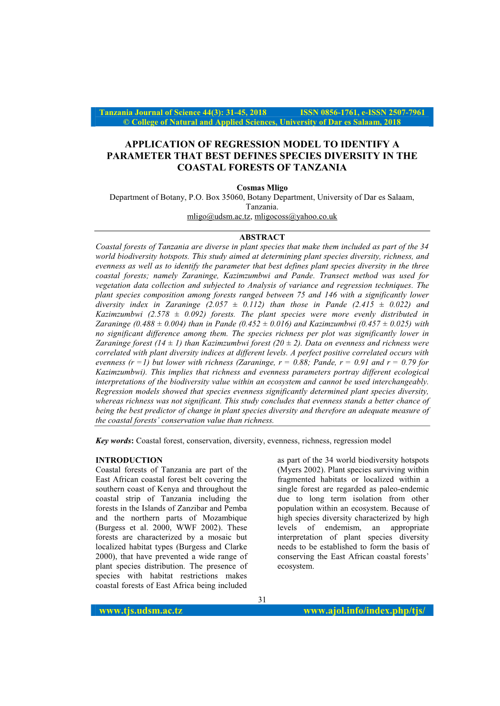 Conservation of Plant Species Diversity Based on Richness and Evenness