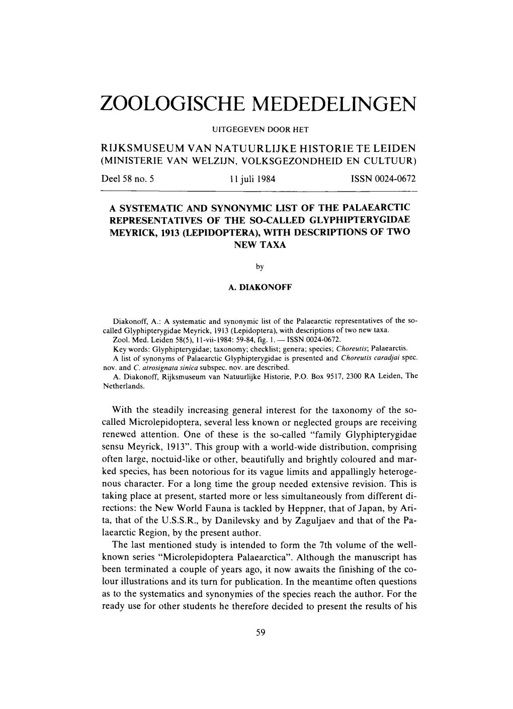 Zoologische Mededelingen